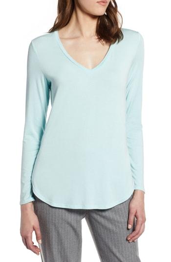 Petite Women's Halogen V-neck Tunic P - Blue