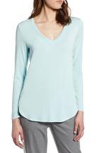 Petite Women's Halogen V-neck Tunic P - Blue