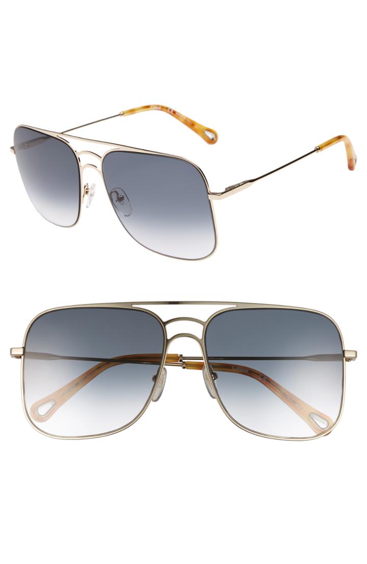 Women's Chloe 58mm Metal Navigator Sunglasses -