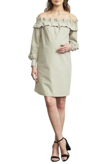 Women's Maternal America Off The Shoulder Maternity Dress - Grey