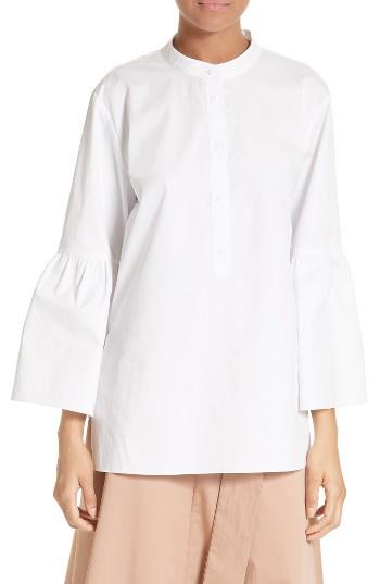 Women's Tibi Shirred Satin Poplin Shirt