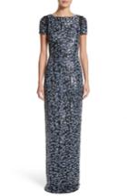 Women's Carmen Marc Valvo Camo Sequin Column Gown - Blue