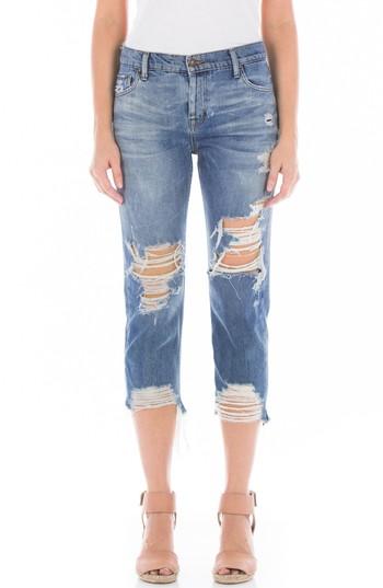 Women's Fidelity Denim Dee Dee Ripped Crop Jeans - Blue
