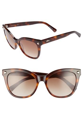 Women's Longchamp 55mm Cat Eye Sunglasses - Blonde Havana