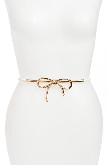 Women's Elise M. 'lucy' Brass Bow Belt, Size - Cream