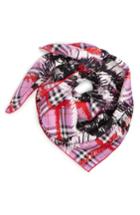 Women's Burberry Scribble Vintage Check Silk Square Scarf, Size - Pink