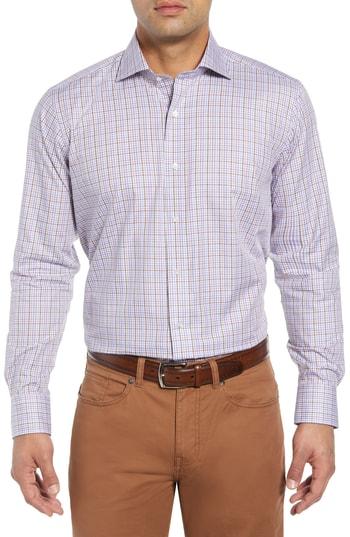 Men's Peter Millar Collection Polar Regular Fit Check Sport Shirt - Purple
