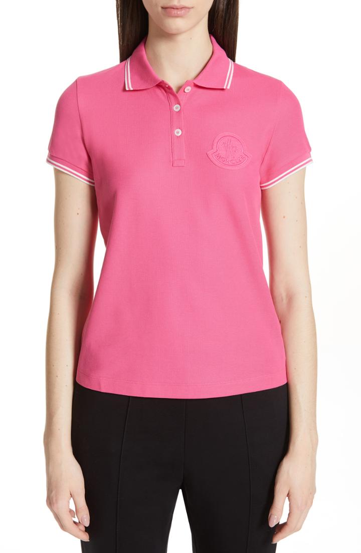 Women's Moncler Pique Cotton Polo - Pink