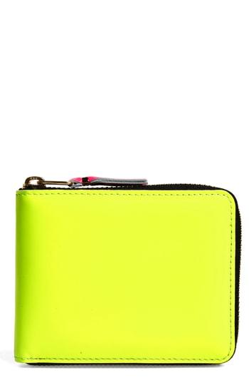 Men's Comme Des Garcons Super Fluorescent Leather Line A Wallet - Yellow