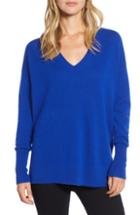 Women's Halogen Relaxed V-neck Cashmere Sweater, Size - Ivory