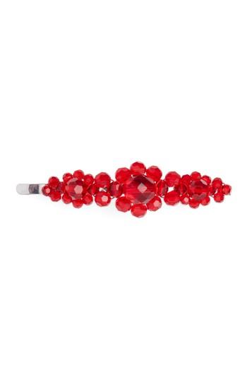 Simone Rocha Little Flower Beaded Hair Clip, Size - Red