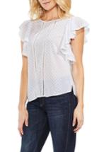 Women's Vince Camuto Ruffled Floral Embroidered Top - White