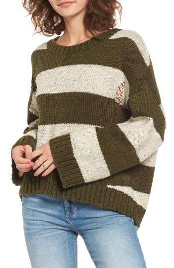 Women's Bp. Distressed Stripe Pullover, Size - Green