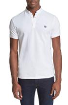 Men's The Kooples Sport Pipe Trim Band Collar Pique Polo - White