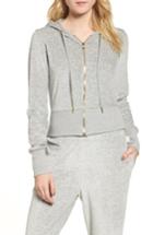 Women's Good American Crop Velour Hoodie - Grey