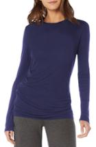 Women's Michael Stars Side Gather Long Sleeve Cotton Blend Top, Size - Blue