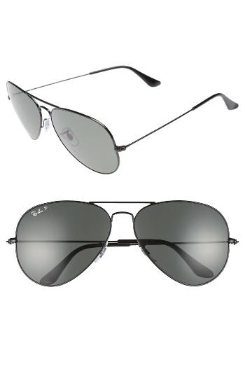 Women's Ray-ban Original Aviator 62mm Polarized Sunglasses - Black/ Polarized