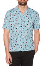 Men's Original Penguin Bowling Print Camp Shirt, Size - Blue