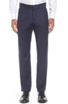 Men's Monte Rosso Flat Front Solid Stretch Wool Trousers - Blue