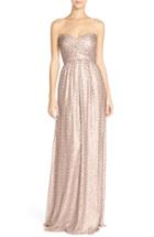 Women's Amsale 'london' Sequin Tulle Strapless Column Gown - Pink