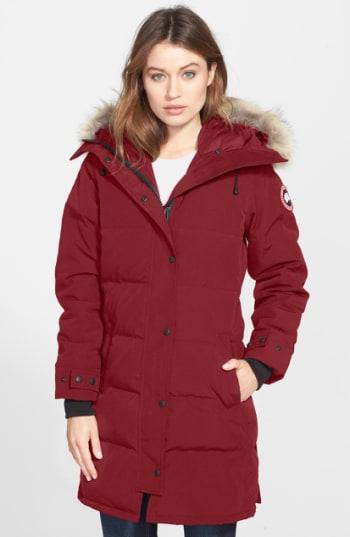 Women's Canada Goose Shelburne Genuine Coyote Fur Trim Down Parka (10-12) - Red