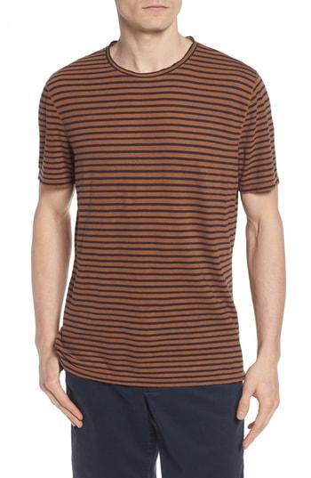 Men's Ag Theo Striped Cotton & Linen T-shirt - Metallic