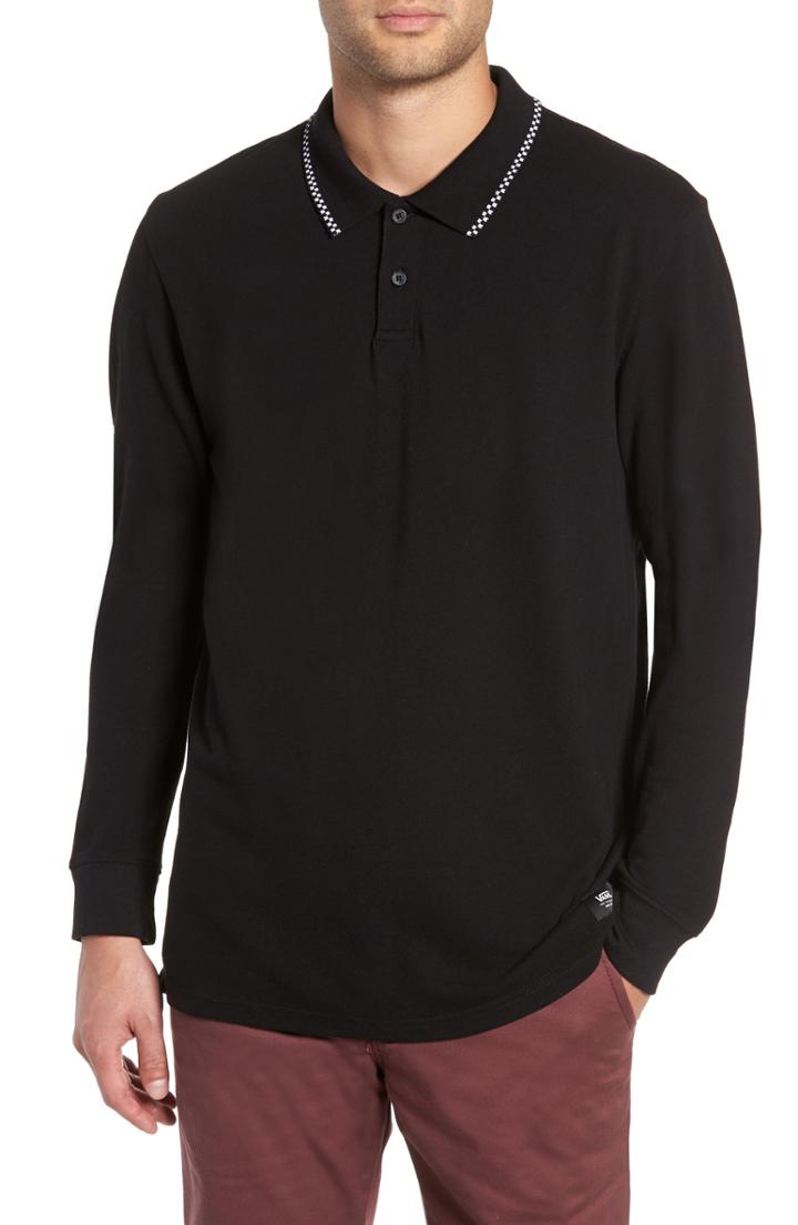 Men's Vans Check Tip Long Sleeve Pique Polo