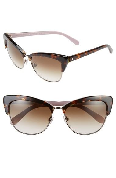 Women's Kate Spade New York 'genette' 56mm Cat Eye Sunglasses - Tortoise/ Pink