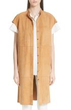 Women's Lafayette 148 New York Antonella Leather Duster - Brown