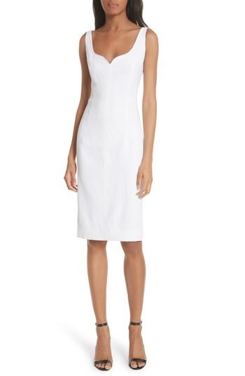 Women's Milly Elizabeth Stretch Linen Blend Sheath Dress - White