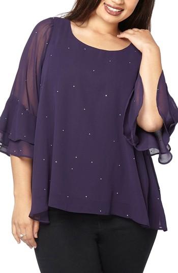 Women's Evans Hotfix Bell Sleeve Sparkle Top