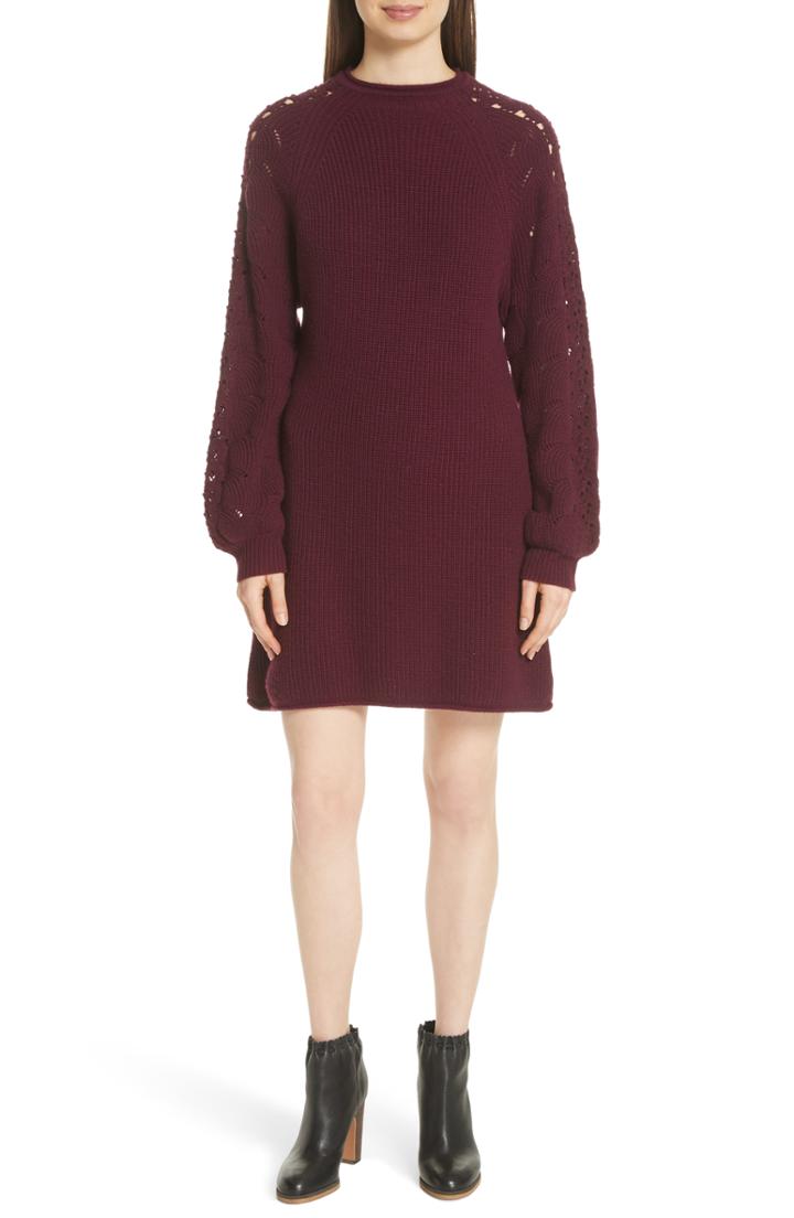 Women's See By Chloe Open Knit Sleeve Sweater Dress