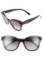 Women's Valentino 52mm Cat Eye Sunglasses - Black/ Black Crystal