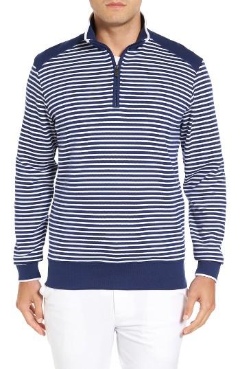 Men's Bobby Jones Stripe Quarter Zip Sweater - Blue