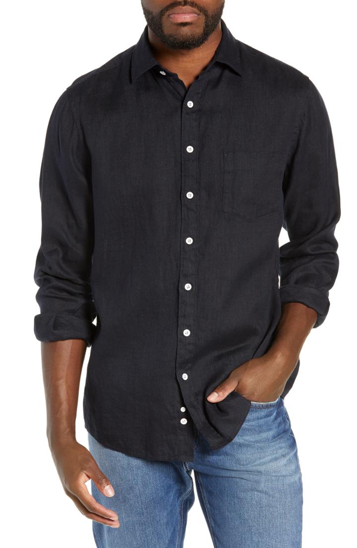 Men's Rodd & Gunn Tindalls Beach Regular Fit Linen Sport Shirt - Blue