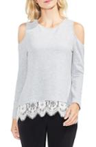Women's Vince Camuto Lace Detail Cold Shoulder Top - Grey