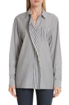 Women's Lafayette 148 New York Tommy Curve Placket Shirt - Grey
