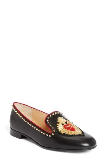 Women's Christian Louboutin Mi Corazon Smoking Flat Us / 36eu - Black