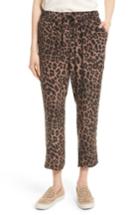 Women's Joie Ayanna B Leopard Print Silk Crop Pants - Black