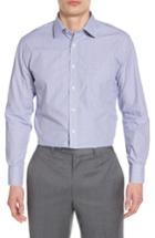 Men's Nordstrom Men's Shop Trim Fit No-iron Stripe Dress Shirt 32/33 - Blue