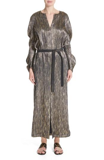 Women's Zero + Maria Cornejo Metallic Silk Blend Midi Dress - Black