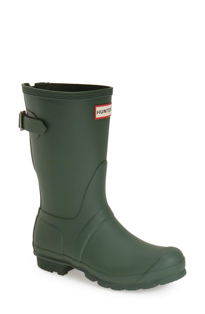 Women's Hunter Original Short Back Adjustable Waterproof Rain Boot M - Green
