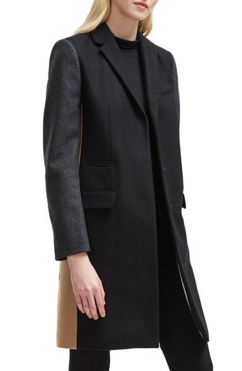 Women's French Connection Platform Felt Colorblock Coat