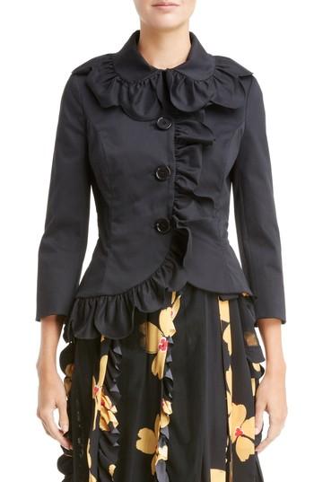 Women's Simone Rocha Scallop Frill Fitted Jacket Us / 6 Uk - Black