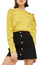 Women's Topshop Button Denim Miniskirt Us (fits Like 0-2) - Black