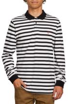 Men's Volcom Gon James Stripe Long Sleeve Polo, Size - White