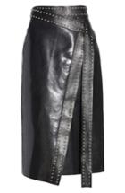 Women's Alexander Mcqueen Snake Embossed Leather Wrap Skirt Us / 40 It - Black