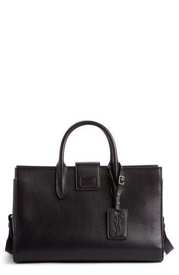 Saint Laurent Medium Jane Cabas Leather Satchel - Black