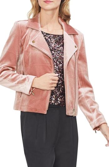 Women's Vince Camuto Velvet Scuba Moto Jacket - Ivory