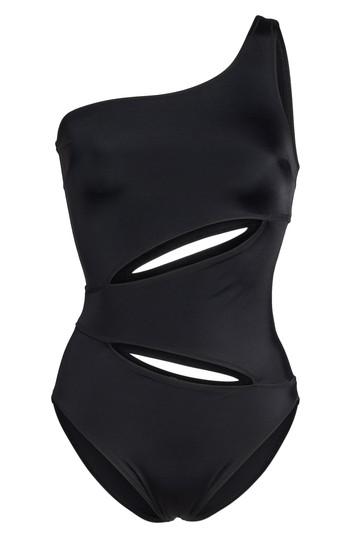 Women's Solid & Striped One-shoulder One-piece Swimsuit
